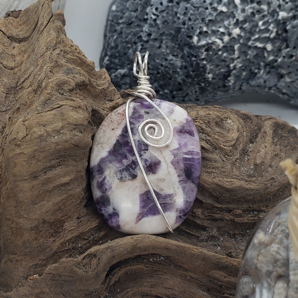 Rough Amethyst Stone Wire Wrapped Pendant